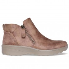 Botines Planos Skechers Fall In Bloom Mujer Taupe