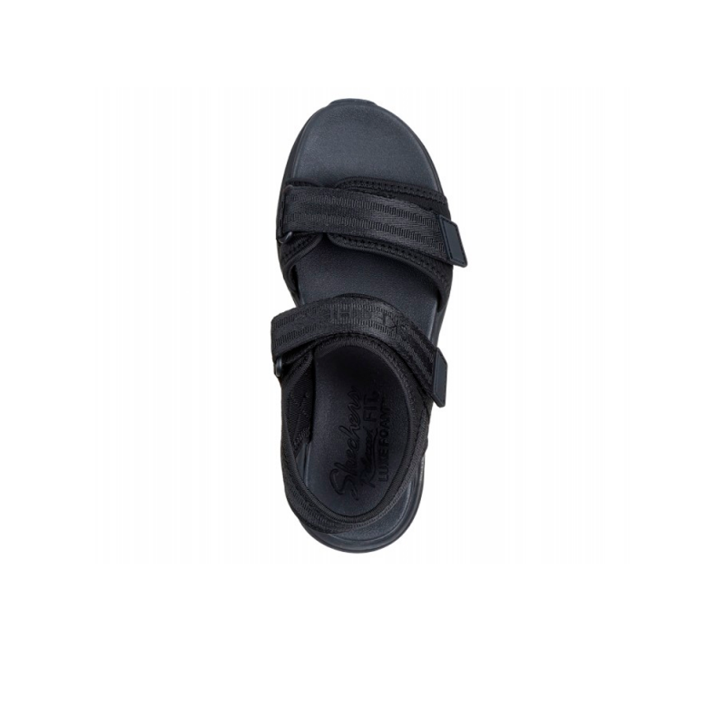 Sandalias Planas Mujer Skechers D'lux Walker - Adored Days Negro-negro