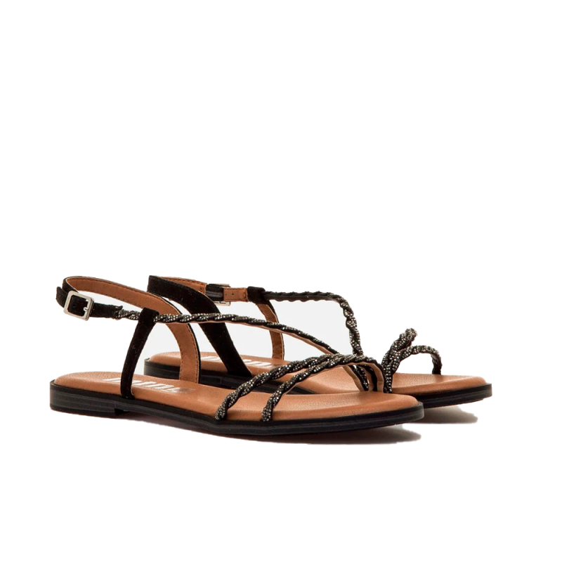 Sandalias Planas Mujer Mustang 56612 Negro