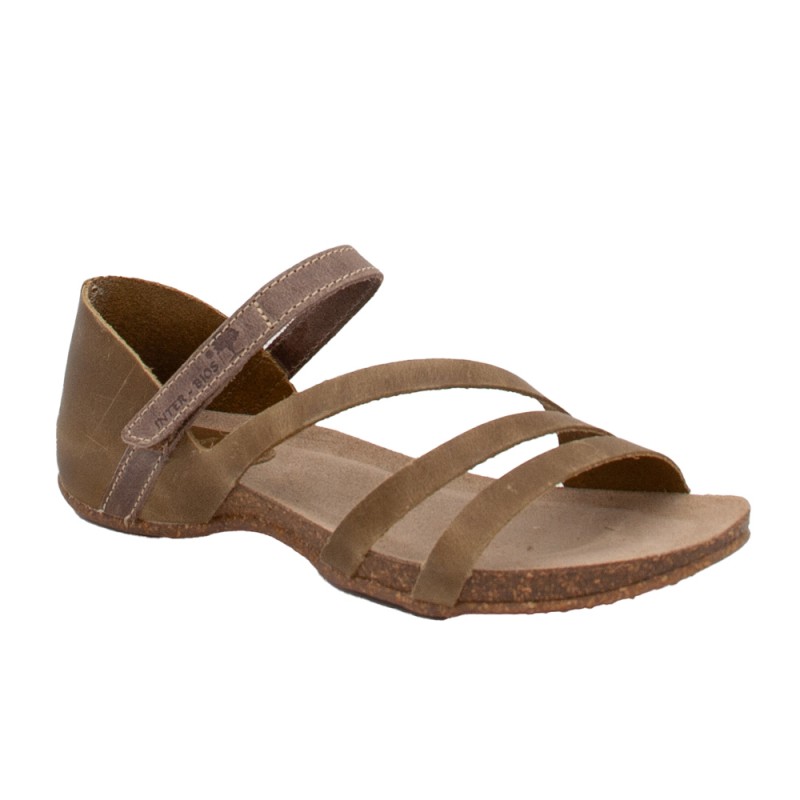 Sandalias Planas Mujer Inter-Bios 4476 Kaki-Taupe