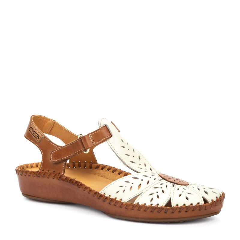 Zapato semiabierto con cierre adherente para mujer Pikolinos P. VALLARTA 655 beige