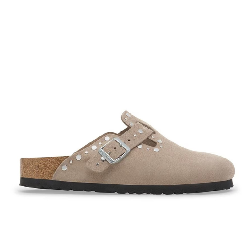 Zuecos Mujer Birkenstock Boston Rivet Taupe