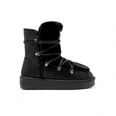 Botines Planos Mujer D.franklin Nordic Trk Fur Negro Negro