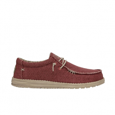 Zapatillas Lona Hombre Hey Dude Wally Braided Rojo