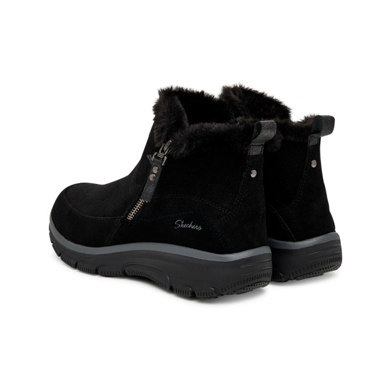 Botines Planos Mujer Skechers Easy Going - High Zip 2 Negro-Negro