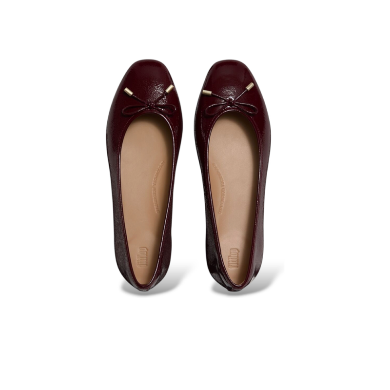 Bailarinas Mujer Fitflop Delicato Bow Textured Patent Burdeos