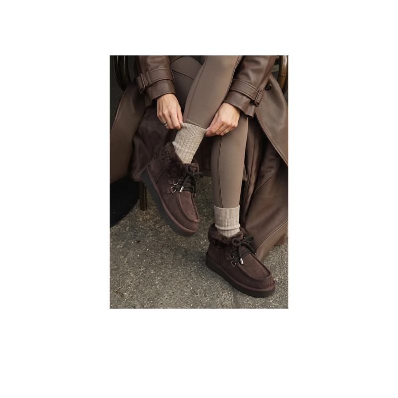 Botines Planos Mujer D.franklin Nordic Mid Fur Marron